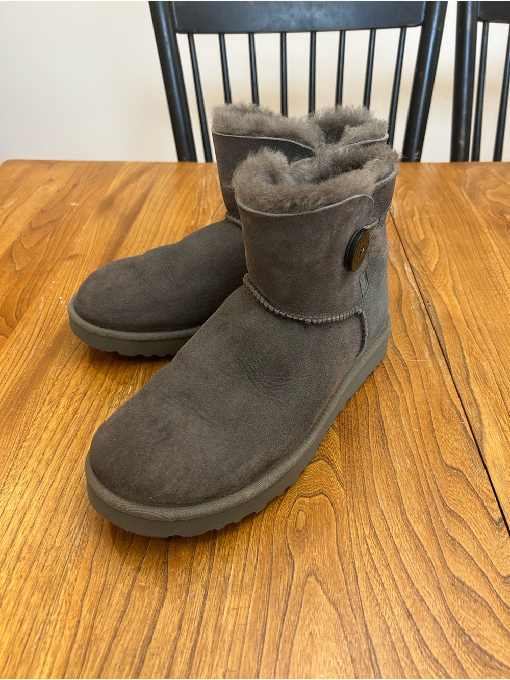 Women's Gray Shearling-Lined Winter Ankle Boots